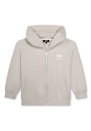 Dkny Kids logo-print cotton zip-up hoodie - Nude