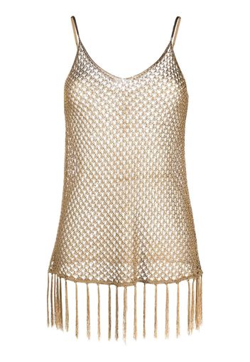 Dodo Bar Or open-knit fringed top - Gold