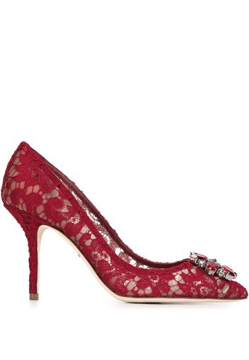 Dolce & Gabbana Verzierte Pumps aus Seidenspitze - Rot