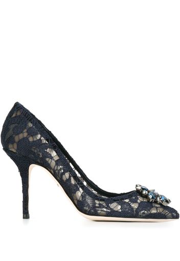 Dolce & Gabbana Verzierte Pumps aus Seidenspitze - Blau