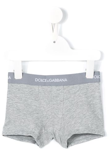 Dolce & Gabbana Kids Boxershorts mit Logo-Print - Grau