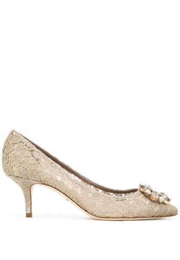 Dolce & Gabbana Pumps mit Spitzenbenzug - Nude