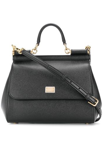 Dolce & Gabbana 'Sicily' Handtasche mit Logo-Schild - Schwarz