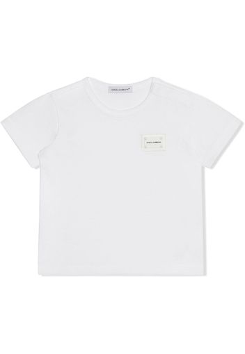 Dolce & Gabbana Kids T-Shirt mit Logo-Schild - Weiß