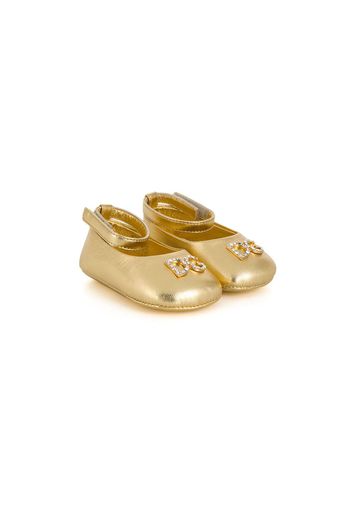 Dolce & Gabbana Kids Ballerinas mit Kristallverzierung - Gold