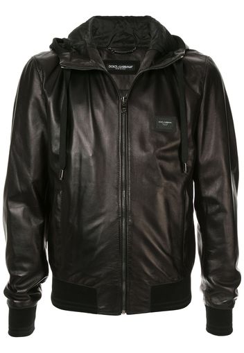 Dolce & Gabbana Kapuzenjacke aus Leder - Schwarz