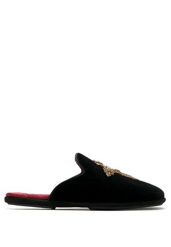 Dolce & Gabbana Slipper mit aufgesticktem Kreuz - Schwarz