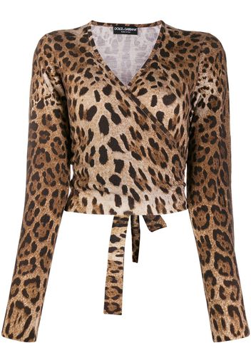 Dolce & Gabbana Pullover mit Leoparden-Print - Braun