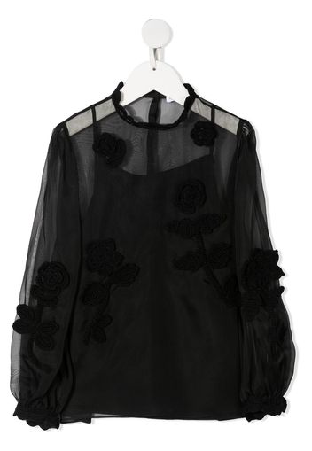 Dolce & Gabbana Kids Bestickte Bluse mit Sheer-Effekt - Schwarz