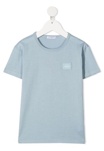 Dolce & Gabbana Kids T-Shirt mit Logo-Patch - Blau