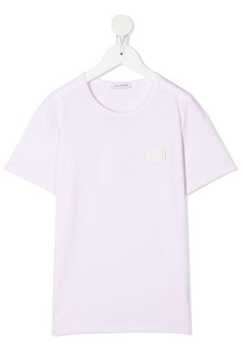 Dolce & Gabbana Kids T-Shirt mit Logo-Schild - Rosa