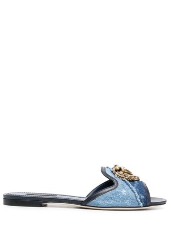 Dolce & Gabbana Flache Pantoletten - Blau