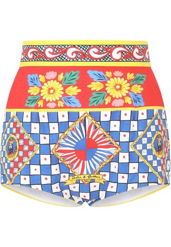 Dolce & Gabbana High-Waist-Shorts mit Print - Blau