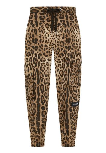 Dolce & Gabbana leopard print drawstring track pants - Braun