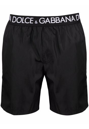 Dolce & Gabbana Badeshorts mit Logo-Bund - Schwarz