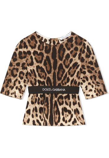 Dolce & Gabbana Kids Oberteil mit Leoparden-Print - Braun