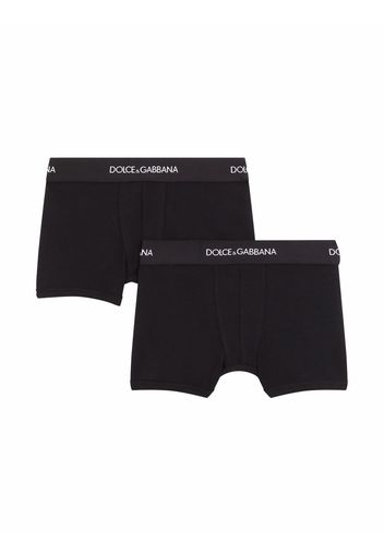 Dolce & Gabbana Kids pack of 2 logo-waistband boxer shorts - Schwarz