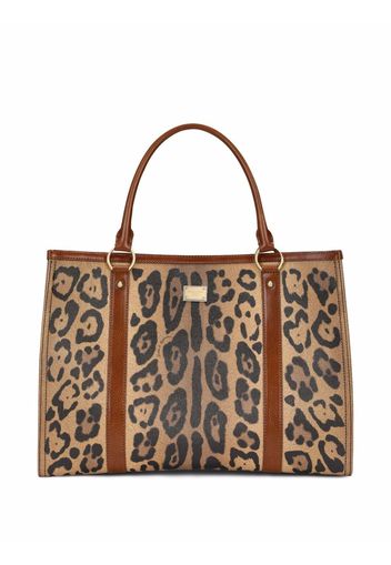 Dolce & Gabbana Shopper mit Leoparden-Print - Braun