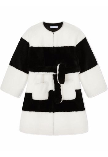 Dolce & Gabbana Kids faux fur striped coat - Schwarz