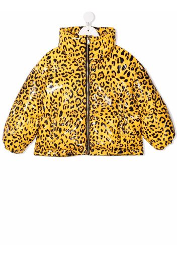 Dolce & Gabbana Kids leopard-print down jacket - Gelb