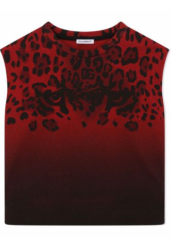 Dolce & Gabbana Kids Trägershirt mit Leoparden-Print - Rot