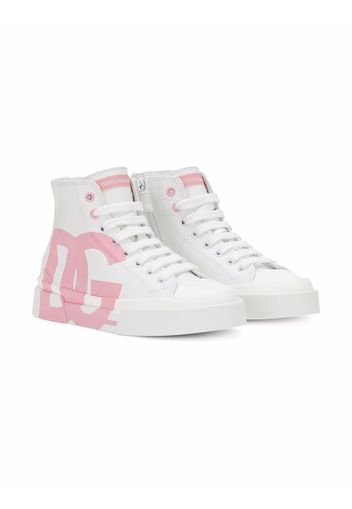 Dolce & Gabbana Kids DG logo high-top sneakers - Weiß