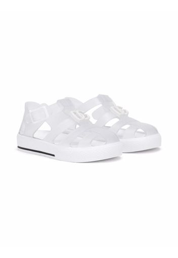 Dolce & Gabbana Kids Flache Sandalen mit Logo - Weiß