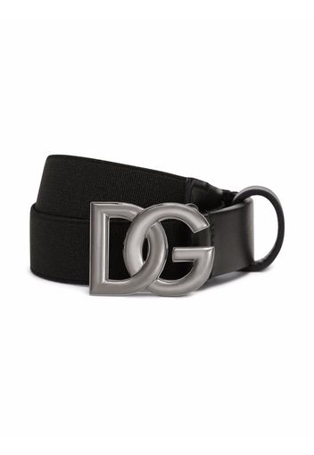 Dolce & Gabbana Kids logo-buckle leather belt - Schwarz