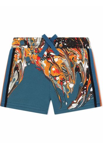 Dolce & Gabbana Kids marble-print cotton track shorts - Blau