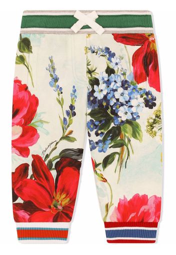 Dolce & Gabbana Kids Jogginghose mit Blumen-Print - Weiß