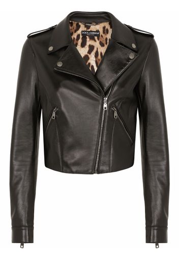 Dolce & Gabbana cropped leather jacket - Schwarz