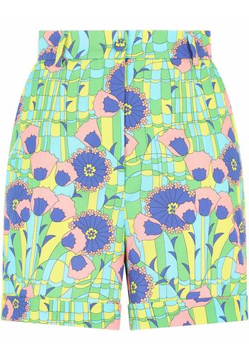 Dolce & Gabbana Taillenshorts mit Blumen-Print - Grün