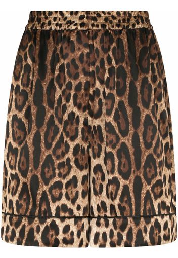 Dolce & Gabbana leopard-print silk shorts - Braun