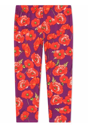 Dolce & Gabbana Kids Leggings mit Mohn-Print - Violett