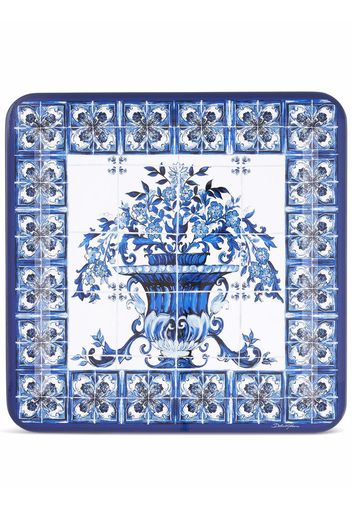 Dolce & Gabbana floral-print wood tray - Blau