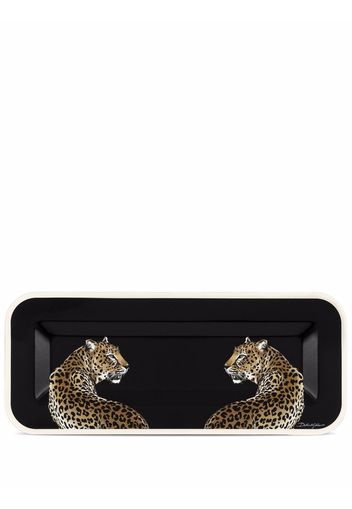 Dolce & Gabbana leopard-print wood tray - Schwarz