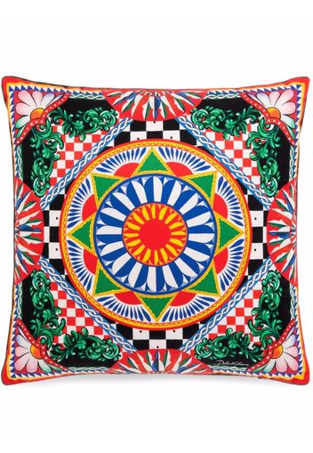 Dolce & Gabbana geometric-print silk cushion - Weiß