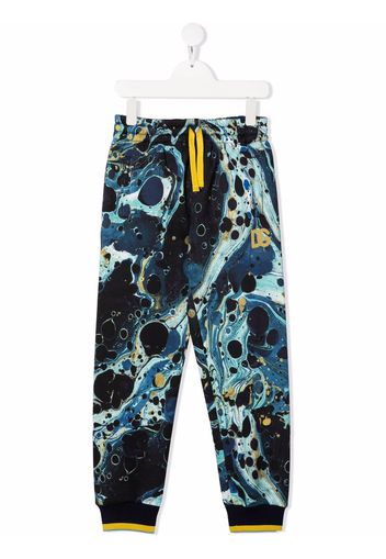 Dolce & Gabbana Kids marble-print tapered track pants - Blau