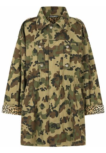 Dolce & Gabbana Military-Jacke mit Leoparden-Print - Grün