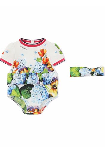 Dolce & Gabbana Kids Body-Set mit Blumen-Print - Weiß