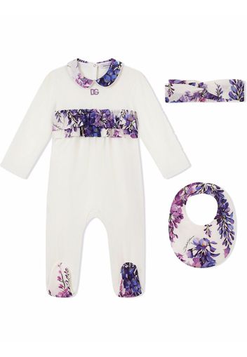 Dolce & Gabbana Kids Strampler-Set mit Glyzinien-Print - Weiß