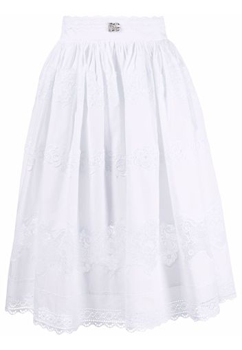 Dolce & Gabbana floral lace flared midi skirt - Weiß