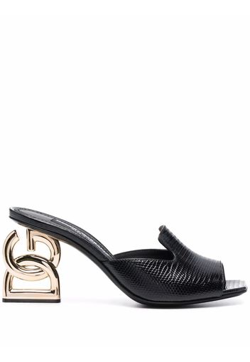 Dolce & Gabbana Keira Iguana-print leather mules - Schwarz