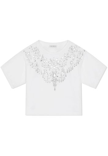 Dolce & Gabbana Kids rhinestone-embellished cotton T-shirt - Weiß