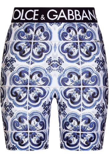 Dolce & Gabbana Radlerhose mit Majolica-Print - Blau