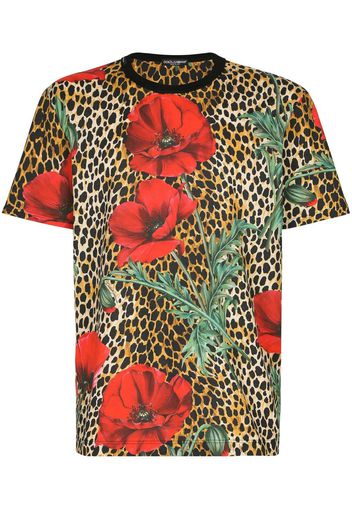 Dolce & Gabbana T-Shirt mit Leoparden-Print - Braun