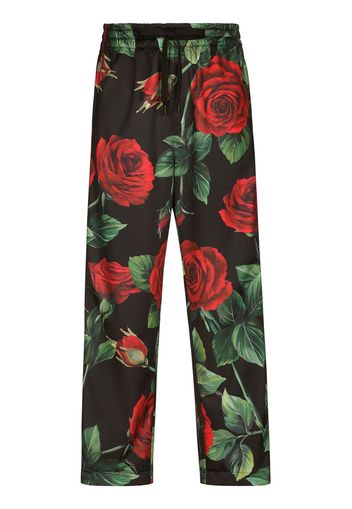 Dolce & Gabbana Jogginghose mit Blumen-Print - Schwarz