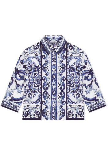 Dolce & Gabbana Kids majolica-print cotton shirt - Blau