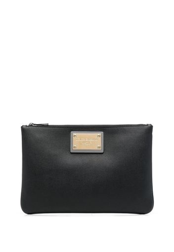 Dolce & Gabbana logo-plaque clutch bag - Schwarz