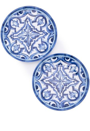 Dolce & Gabbana set of two patterned 19cm side plates - Blau